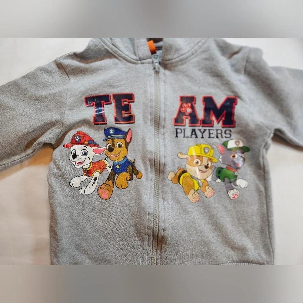 Nickelodeon Boys Gray Team Paw Patrol Long Sleeve Zip Up Hoodie Size 6